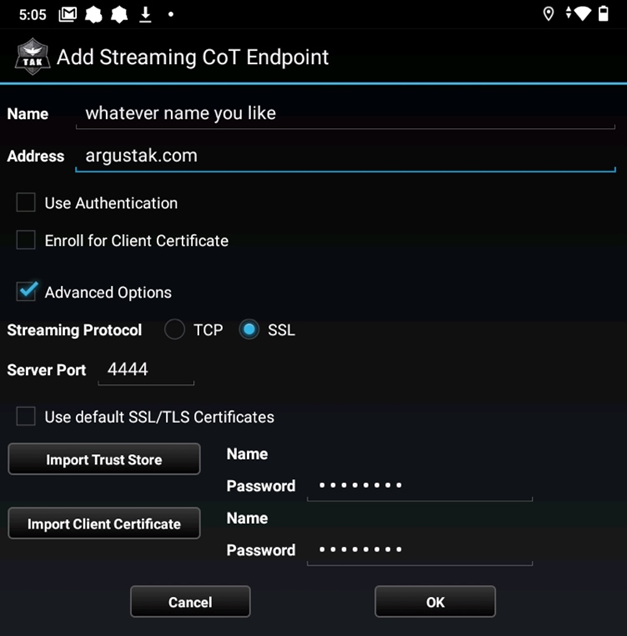Screenshot of ATAK.